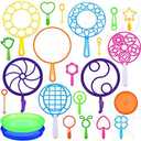 Lenwen Big Bubble Wands Set, Giant Bubble Wands Toys Bulk with Tray Large Bubble Maker Mixed Size Funny Bubble Making Toys for Kids Summer Outdoor Party Favors Gifts Birthday Games