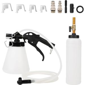 Vacuum Brake Bleeder Kit, 0.9L Vehicle Manual Brake Bleeder Vacuum Pump with 8 Master Cylinder Adapters, 0.75L Refilling Bottle, One-Person Operation Brake Fluid Bleeder for Car Truck SUV Sedan