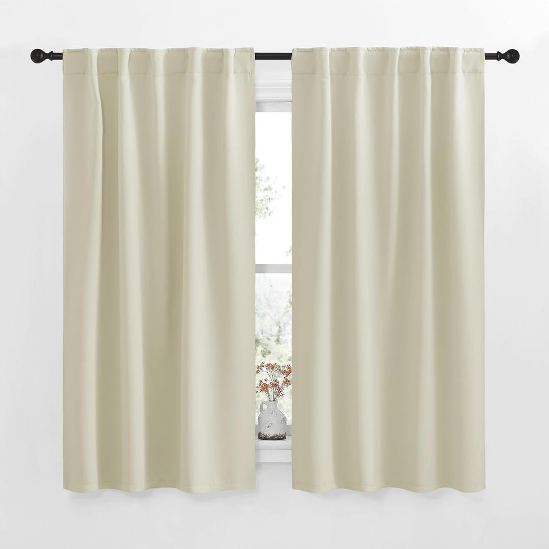 NICETOWN RV Curtains for Camper Windows - (Beige Color) 34x54 Inch, 2 Panels Set, Thermal Insulated Room Darkening Blackout Drapes/Draperies with Rod Pocket & Back Tab for Half Window