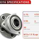 513316 (Pair) Front or Rear Wheel Hub Bearing for Buick Cascada 2016-2017, for Verano 2012-2017, for Chevy Volt 2011-2015, for Orlando 2012-2014, for Cadillac ATS 2013-2017 (AWD Only)