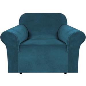 H.VERSAILTEX Stretch Velvet Armchair Cover Couch Covers 1 Cushion Chair Slipcover for Living Room Furniture Cover Crafted from Thick Comfy Rich Velour (Chair 31"-49", Deep Teal)