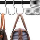 Unique Twist Design Bag Hanger Purse Hooks - 5 Inch Large Size Closet Rod Hooks for Hanging Bags, Purses, Handbags, Belts, Scarves, Hats, Clothes, Pans and Pots (12 Pack) (12 Pack Platinum)