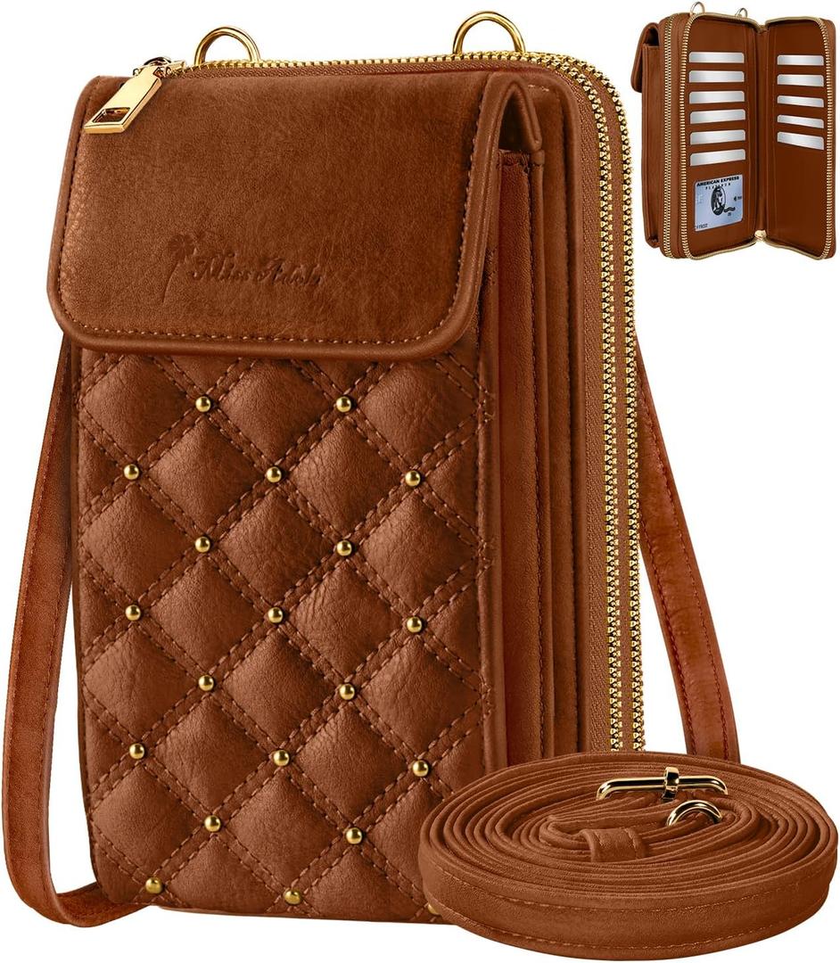 Miss Adola Crossbody Phone Purse for Women - Cute Small Bags Cellphone Wallet RFID Blocking with Strap Zipper and Card Slots (Yellow)