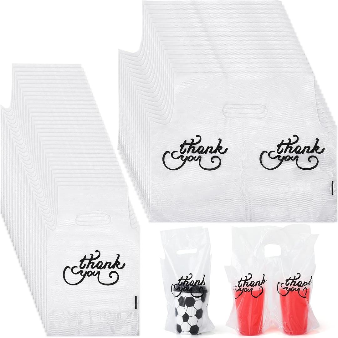 Qilery Drink Carrier Bag for Delivery Clear Cup Thank You Handle Drinking Poly Bags Cup Carriers for Drinks Coffee Tea Beverage Juice Hold 1 Cup