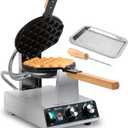 Hehinton 110V Pro Commercial Bubble Waffle Maker 1400W | Stabilized Anti-Shake Base | 180 Rotating Egg Puff Iron | Brushed Stainless Steel Body & Non-Stick Coating | Ergonomic Operation Panel