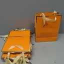 Yeaqee 50 Pack Metallic Gift Bags with Handle and Tissue Paper Gold Foil Thank You Bag for Graduation Wedding Groomsmen Bridal Baby Shower Gifts Holiday Party Favors 9x7x3.15'' (Orange)