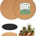Vensovo Cork Plant Coasters & Saucers 12 Inch Absorbent Round Mats for Indoor Flower Pots, Planters, Houseplants, Surface Protector for Table & Floor, 2 Pack