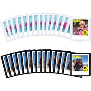 CAIYOULE 30 Packs Magnetic Picture Frame for Polaroid Go, Instant Film Pocket Magnetic Photo Frame for Refrigerator Compatible with Polaroid Go, Fridge Magnetic Frame with Transparent Cover, 2.12x2.62 Inch Black and White