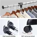 LiaMeE Adjustable Clothing Rack for Hanging Clothes, Heavy Duty Garment Rack with WheelsFree Standing Rolling Clothes Rack with Shelf & Grid, Easy Assembly Standard Rod, Black & Chrome