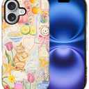 Goodsprout for iPhone 17 Case,Hybrid 2-Layer Hard Shell + Silicone Protective Case -Resistant Shockproof- Hand-Painted Floral Cat Collage