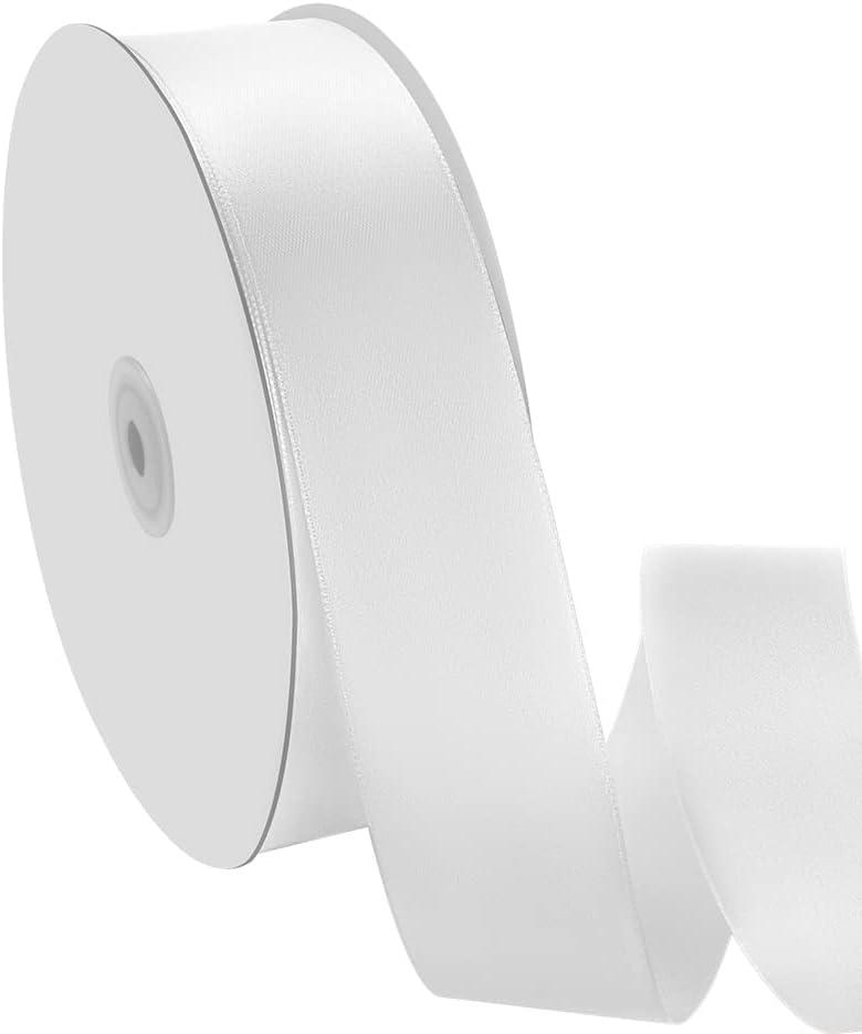 5 x 1-1/2" x 100 Yards Satin Ribbon - Wide Silk White Ribbon with Spool - Ideal for Gift Wrapping, Floral Bouquets, Crafts, Wedding Party Decorations, Christmas and Sewing Projects