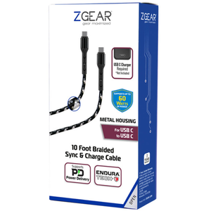 ZGEAR Metal Housing For USB C 10 Foot Braided Sync & Change Cable