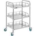 VEVOR Lab Rolling Cart 3 Shelves Shelf Stainless Steel Rolling Cart Catering Dental Utility Cart Commercial Wheel Dolly Restaurant Dinging Utility Services (23.4" x 15.6" x 33.2")