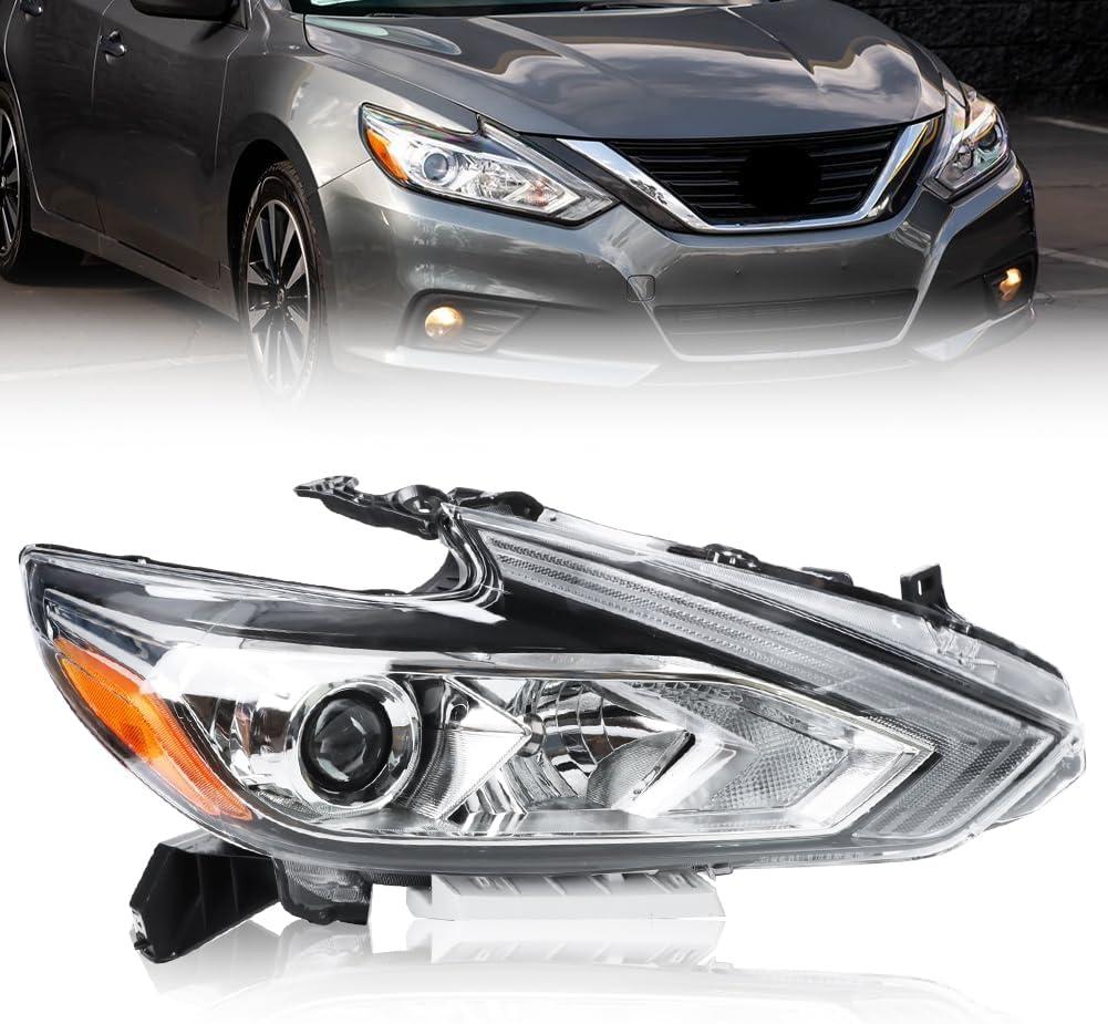 Headlight Assembly Passenger Side Fit for 2016-2018 Nissan Altima.
for 260109HS0A,NI2503247, Halogen, Chrome Housing, Right Side,w/o LED DRL, Direct Fit.