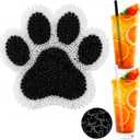 Potchen 50 Pcs Dog Paw Shape Plastic Straws Black White Disposable Drinking Straw Bulk for Puppy Party, Baby Shower, Birthday Party