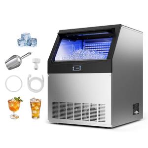 VEVOR Commercial Ice Maker Machine, 265 lbs/24h with 85 lbs Storage Capacity, Built-in/Freestanding/Under Counter, Stainless Steel Ice Maker with LED Display & Self-Cleaning, for Home Bar Restaurant