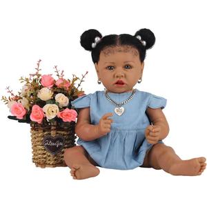 HOOMAI Lifelike Reborn Baby Dolls with Soft Body African American Realistic Girl Doll 22.8 Inch Best Birthday Gift Set