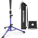 BaseGoal Batting Tee Baseball Tee,Softball Travel Portable Tee Tripod Stand Rubber Tee for Batting Training Practice with Carrying Bag