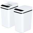 Anborry Bathroom Trash Cans with Lid 2 Pack 2.2 Gallon Touchless Automatic Motion Sensor Small Slim Garbage Can, Smart Electric Narrow Garbage Bin for Bedroom Office Kitchen (White)