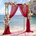 Wedding Arch Draping Fabric, 6.7 Yards Burgundy Sheer Curtains Wedding Decorations for Ceremony, Burgundy Chiffon Draping Fabric 29" x 20ft Backdrop