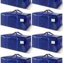6 Pack Extra Heavy Duty Large Moving Bags with Strong Zipper & Carrying Handles, Sturdy Clothes Storage Bags Totes Bins, Packing Bag Move Boxes College Moving Supplies, Dark Blue, Load Capacity 65 Pounds