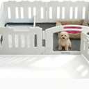 Dog Playpen with Divider & Washable Floor Pad, 6-Panel Indoor Puppy Playpen for Small Dogs & Puppies, 24" Tall Premium HDPE Panels, 61"x30"x24", Tool-Free Setup (White)