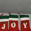 3 Pack Christmas Stocking Red Xmas Stocking, 18 Large Joy Chrsitmas Socks- Xmas Stocking for Holiday and Family Stocking for Fireplace Party Decoration (Red and Green Joy)