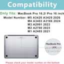 ProCase for MacBook Pro 16 Inch 2026 2025-2021 M5 M4 M3 M2 M1 Pro/Max, Translucent Hard Shell Shockproof Cover for MacBook Pro 16.2" -Black
