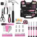 132 Piece Pink Tool Set, Womens Tool Kit for House, All Purpose Tool Kit for Home & Women, Small Home Repair Tool Set with Plastic Storage Toolbox for Garage, Office, College Dormitory, DIY Projects