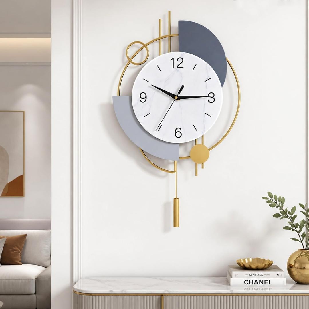Wall Clocks for Living Room Decor Big Decorative Wall Clocks Battery Operated for Bedroom Kitchen Office Home Large Metal Wall Clock Silent Wall Clock Non Ticking…