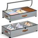Yecaye Under Bed Storage with Wheels, Under Bed Storage Containers with Adjustable Dividers & Clear Window, Rolling Underbed Organizer Bins Drawers for Clothes, Shoes, Blankets, Grey Large(2pack)