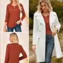GRACE KARIN Waffle Knit Tops for Women, Long Sleeve Shirts Dressy Casual Tunic Tops, 2025 Fall Work Blouses with Zipper (XX-Large, Caramel)