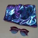 Mirawise Women's Metallic Shorts Summer Yoga Hot Shiny Sparkly Outfit Short Pants with Sunglasses (Medium, Mermaid-2)