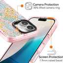 for iPhone 16 Case Cute - Durable Shockproof 6.6 ft Drop Impact Phone Case - Funny Blue Spring Design (6.1") Glitter Pink