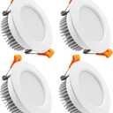 YGS-Tech 4 Inch LED Recessed Lighting Dimmable Downlight, 9W Equivalent to 80W Halogen, 4000K Natural White, CRI80, Ceiling Light with LED Driver (4 Pack)