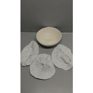 Banneton Bread Proofing Basket - Proofing Basket Set of 1 (9 inch Round) - Natural Rattan Banneton with Linen Liners - Bread Basket for Sourdough Bread Baking Supplies