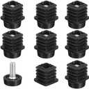 uxcell 8 Set Leveling Feet, M8x25x25mm Plastic Adjustable Furniture Leg Leveling Rectangle Tube Insert Screw-in Glide Levelers Fit Hole 25mm for Table Chair Furniture, Black