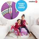 Creative QT Easy Clean Beanbag Cover - Large, Green/White Striped - Beanbag Toy Storage & Stuffed Animal Storage - Giant Bean Bag Chair for Toddlers & Kids