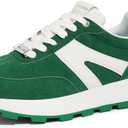 LUCKY STEP Women's Platform Fashion Sneakers Retro Classic Trainers Casual Lace-up Stylish Tennis Running Walking Shoes (8, Green)