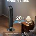 DREO Tower Fan for Bedroom, Upgraded DC 9 Speeds 20dB Ultra-Quiet Floor Fan, 90 Oscillating Fans with 28ft/s Velocity, 12H Timer, Standing Fan, Bladeless Fan Powerful for Home Office Room