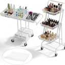 Werhoo 90 to 180 Adjustable Makeup Organizer Cart (Detachable Tabletop) with Drawers-4 Tier, Metal Beauty Cart with Enlarged Wheel Move to Bedroom, Bathroom and Living Room for Flexible Makeup