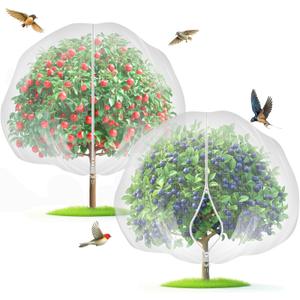 Fruit Tree Netting with 2-Way Zipper & Drawstring - 4'x6' Garden Plant Net Pest Barrier to Prevent Cicadas Bird Squirrel Deer - Bug Protection for Blueberry Tomato with Fine Mesh Insect Cover (2 Pack)