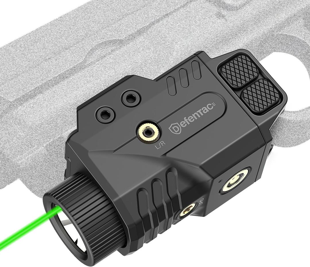 DEFENTAC 800lm Pistol Light and Green Laser Sight Combo for Guns, Tactical Flashlight White LED and Green Beam Combo, Magnetic Charging