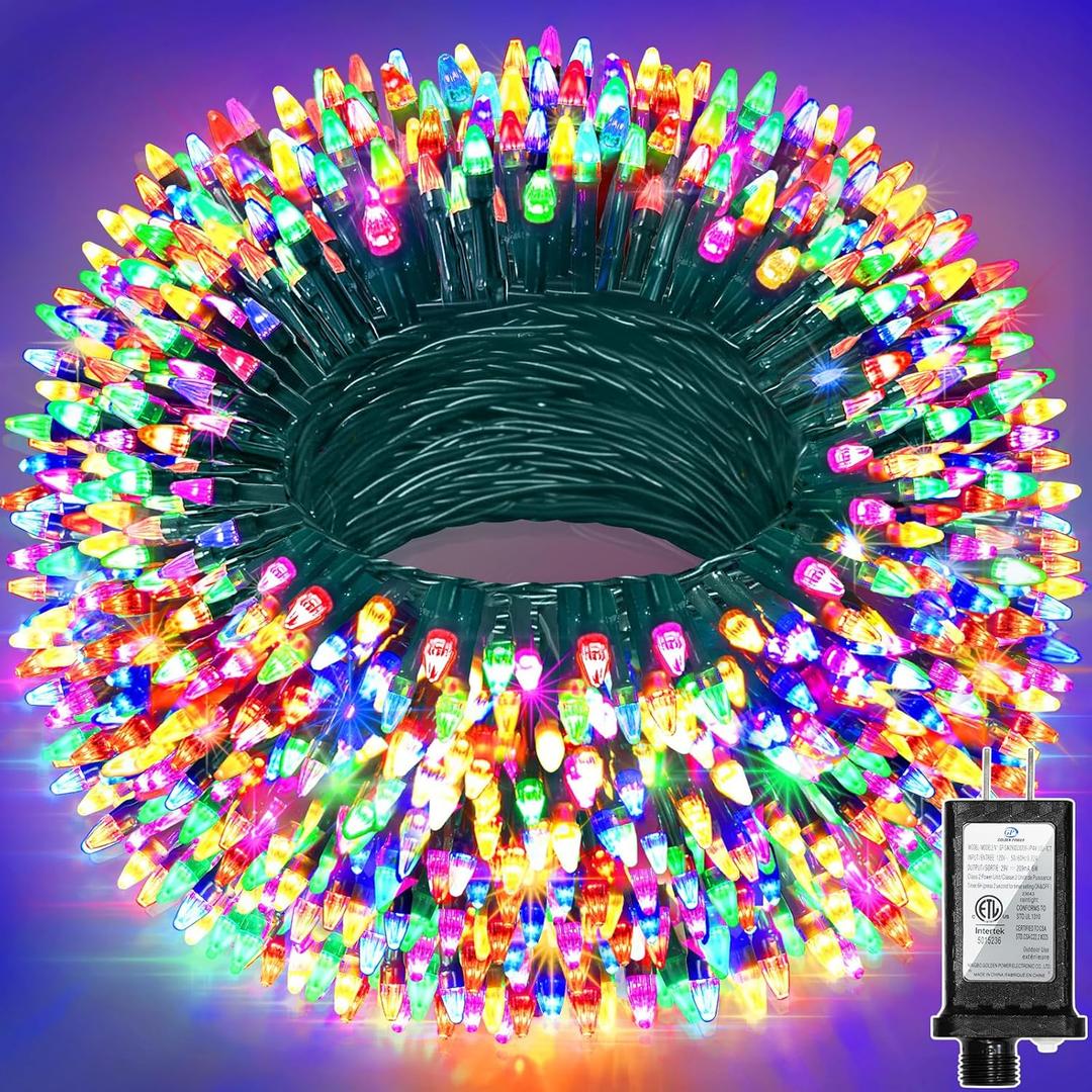 350LED 90FT Christmas Lights Indoor Outdoor, 12 Modes Multicolor Outdoor String Lights with Timer & Dimmable, Green Wire Christmas String Lights for Tree Patio Yard Fence Bedroom Wedding Garden Decor
