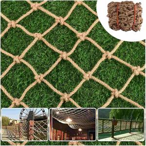 Hemp Rope NettingSafety, Climbing Net for Kids Outdoor,Safety Net for Stairs Balcony,Railings,Garden,Playground,Tree House and Decoration (6MM-8CM