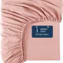 Lane Linen Queen Fitted Sheet Only - 4 Way Stretch Knitted Deep Pocket Queen Bottom Sheet - Fits Upto 16" Mattress (No Flat Sheet), Wrinkle Free, Soft Microfiber Fitted Sheet Queen - Sepia Rose