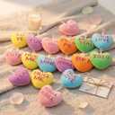 Vinsot 36 Pieces Valentine's Day Conversation Hearts Ornaments Plush Fabric Colorful Hanging Tree Decorations for Valentine's Day Exchange Gift Anniversary Party Decor