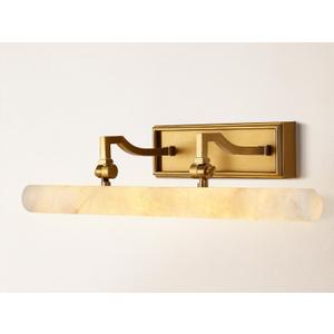 20in Alabaster Picture Light for Wall Art, Brushed Gold Art Display Light, Natural Marble Bathroom Vanity Lights, Modern Dimmable Brass Hardwired Picture Frame Light for Paintings, Poster, Library