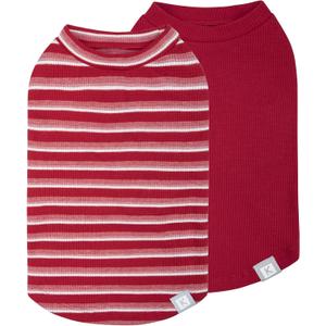 KYEESE 2-Pack Waffle Dog Shirts for Small Dogs Stretchy Dog T-Shirts Lightweight Pet Tank Top Sleeveless Striped Dogs Shirt Vest Breathable, Large, Red+Striped (Large (12-18lbs)