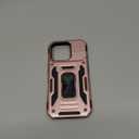 DEERLAMN Case for iPhone 16 Pro with Slide Camera Cover+Screen Protector (Pack of 1), Rotated Ring Kickstand Military Grade Shockproof Protective Cover-Rose Gold